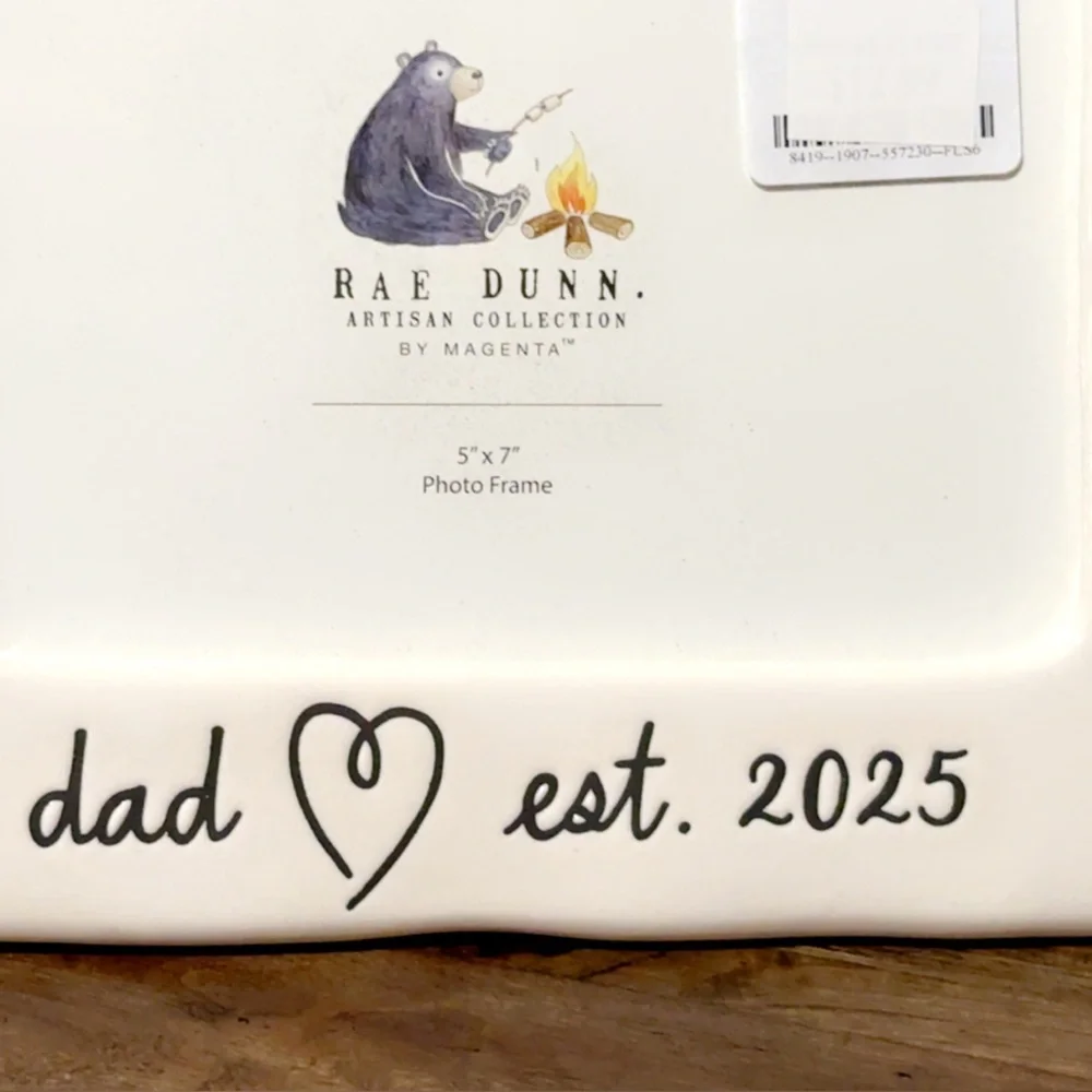 Sale NWT Rae Dunn Magenta White Ceramic Picture Photo Frame - Dad Est. 2025 5x7